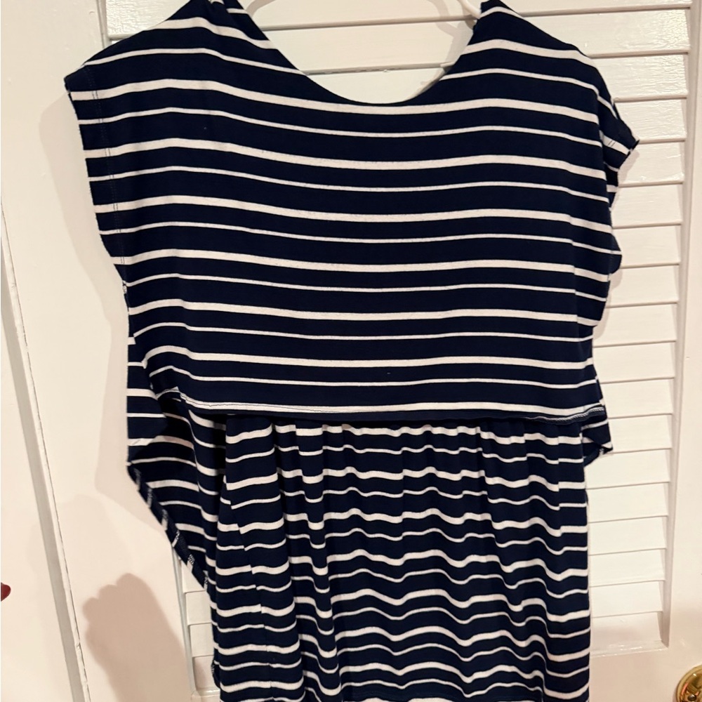 JoJo Maman Bébé Nursing Shirt Navy White Stripe – Size M
